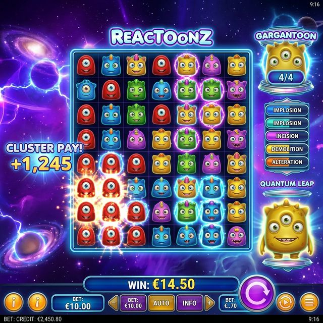 Reactoonz cluster pokie